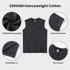 Canotta da Uomo 230GSM in Cotone Pesante 100% Lavato, Senza Maniche, Estiva, Casual, per Allenamento e Streetwear, Disponibile negli USA, Nero Grigio - Product Image 4