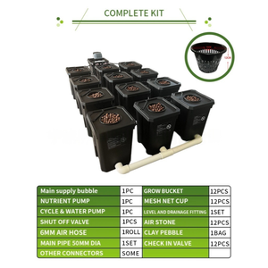Großhandel RDWC 12-Eimer DWC Hydroponik-System Schwarzes Kunststoff-Tiefwasserkultur-Dutch-Bucket-System Gartenbedarf - Product Image 4