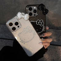 Coque de téléphone en TPU avec nœud papillon en strass 3D 2025, luxueuse et scintillante, pour Apple 15 Pro Max, pour iPhone 14, housses mignonnes avec poignée de téléphone