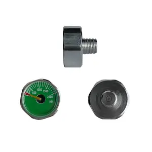 25mm benang diameter m10x1 BSPP NPT bercahaya 1 inci pengukur tekanan tinggi manometer pcp