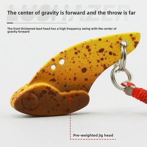 Señuelo de pesca artificial VIB de metal con lentejuelas de 27g, tipo micro criatura con forma de tiburón, para pez mandarín rayado blanco, con anzuelos. - Product Image 3