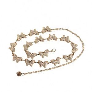 New Design Elegant High Quality Metal <b>Gold</b> Casual Fashion Women's Waist <b>Chain</b> <b>Belt</b> Diamond Butterfly Jewelry Usa Mairun - Product Image 1