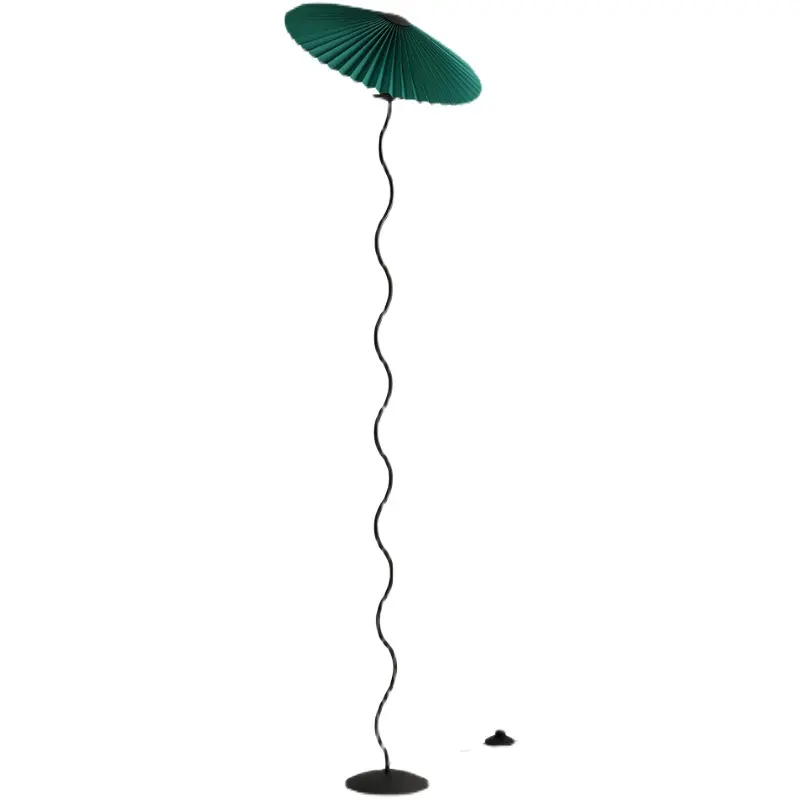 ins hot minimalist indoor Wave iron pillar pleated PVC lampshade 150cm height floor lamp for bedroom star shooting