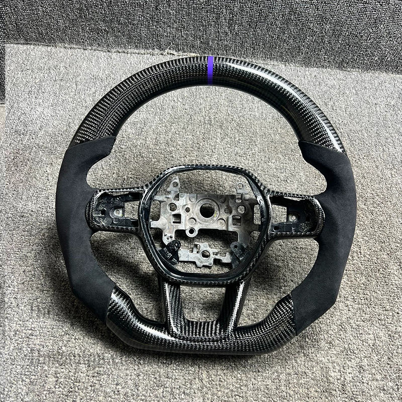 Carbon+Alcantara+Blue Stitching+Blue Stripe