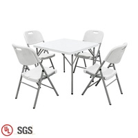 Ensemble table et chaises pliantes en plastique blanc pour les repas Tables et chaises carrées pliantes d'extérieur pour les événements