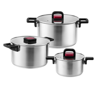 Marmite à soupe et faitout moderne en acier inoxydable de qualité alimentaire avec couvercle en verre, compatible induction, poignées pliables pour cuisine domestique