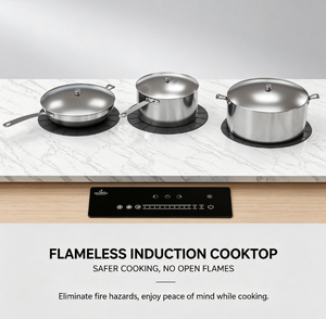 Table de cuisson à <span class=keywords><strong>induction</strong></span> invisible électrique haute performance à <span class=keywords><strong>3</strong></span> brûleurs, encastrable, avec commande tactile, 9 niveaux de puissance, minuterie, arrêt automatique, compatible VR - Product Image 5