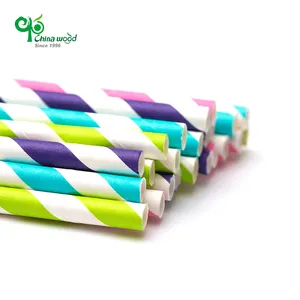 Yada High Quality Disposable Paper Straws Colorful Striped Bubble Tea Disposable Straws For Party