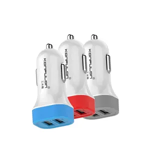 Konfulon sıcak satış Mini çift USB portu araba şarjı 12V-24V 2.1A çıkışı renkli araç şarj seyahat adaptörü cep telefonları için