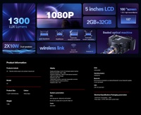 Proyector Exterior 1080P 4K, Cine en Casa, TV, Juegos, 3D, BT 5G, 1300ANSI, Totalmente Sellado, Alto Lumen, Proyector de Video LED