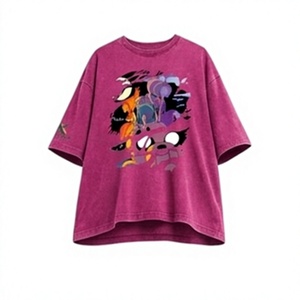 T-shirt graphique à manches courtes en coton épais, coupe décontractée, imprimé DTG personnalisé, effet délavé - Product Image 5