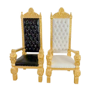 Sillas <span class=keywords><strong>de</strong></span> cuero para boda, sillón <span class=keywords><strong>de</strong></span> lujo con botones, tamaño Queen, King, Princesa, Prince, novia, novio, trono real - Product Image 4