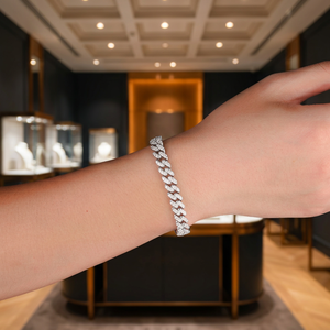 Pulsera de Eslabones de Plata de Ley Chapada en Oro con Diamante Cultivado en Laboratorio Certificado por IGI, Brillante, de Lujo, Moda Urbana - Product Image 3
