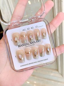 <span class=keywords><strong>Uñas</strong></span> Postizas Francesas <span class=keywords><strong>de</strong></span> Lujo, Calidad Salón, Hechas a Mano, Reutilizables, Acrílicas, Forma Ataúd, 10 Piezas, para Venta al Por Mayor - Product Image 3