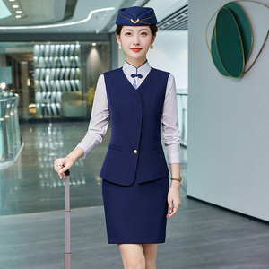 Custom logo Women Waistcoat Vest Formal Aviation <strong>Airline</strong> <strong>Hostess</strong> <strong>Uniform</strong> Fashion <strong>Airline</strong> Stewardess <strong>Uniform</strong> - Product Image 3