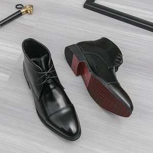 Botas <span class=keywords><strong>Chelsea</strong></span> de Tobillo para Hombre, Estilo Británico, Otoño, Talla Grande, Color Sólido, Parte Superior de PU, Cierre con Cordones Delanteros - Product Image 1