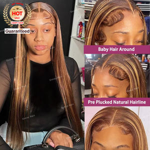 180% densité 360 cheveux vietnamiens bruts os perruques droites Ombre Blonde faits saillants couleur 13x6 vague profonde dentelle avant perruques de cheveux humains - Product Image 2