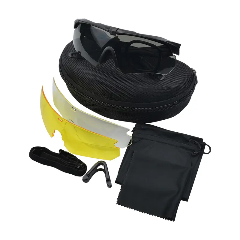 Black Anti Fog Safety Glasses for men range eye protection glasses with case Airsoft Riding glasses