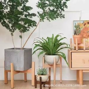 Solid Wood Plant <b>Stand</b> With Four <b>Corner</b> Base For Home Balcony And Living Room Use - Product Image 2