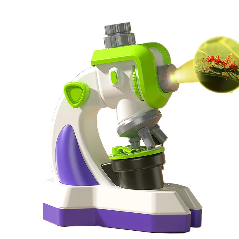 QS New Arrival Children Explore Scientific Experiment High Definition 100-1200X Projection Portable Slideshow Microscope Toys