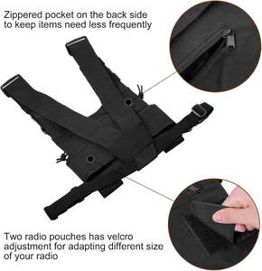 ネオプレン無線機チェストハーネスフロントパックポーチホルスタータクティカルベストバッグリグジッパー開閉防水双方向無線機 - Product Image 3
