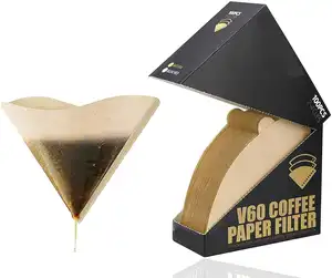 Ultra-Fine V-Cone White Coffee Filters For Perfect Brews V02 Shape Wood Pulp Coffee Filter Paper