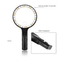 5x 10x USB Rechargeable 30LED Neck Hanging Handheld Head-Mounted Desktop Reading Repair Magnifier