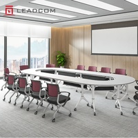 Table de bureau pliable Leadcom LS-702 en acier-magnésium, empilable, gain de place, pour réunions et formations, avec plateau rabattable