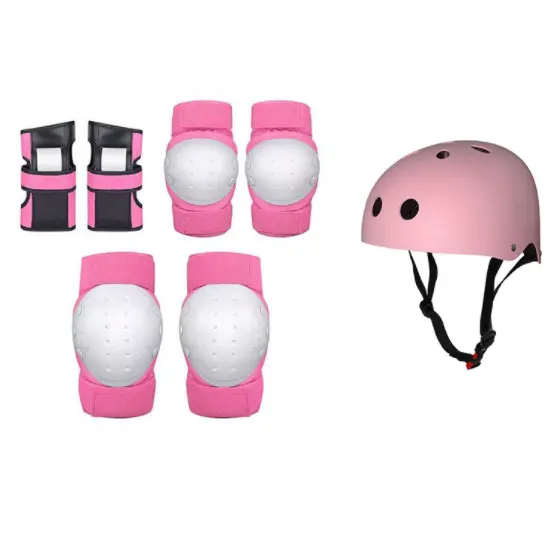 FSPG 7 en 1, juego de equipo de protección para monopatín para chico y adolescente con casco de bicicleta ajustable, rodilleras/coderas, muñequeras para bicicleta