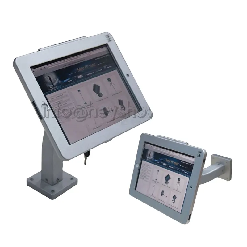 Ipad Security Lock Display Stand Holder Wall Mount POS Case Anti-theft Housing Kiosk For iPad 2 3 4 air 2 9.7 iPad Pro Metal