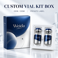 Boîte de kit spécialisée pour flacons, en carton métallique pliable, avec insert pour deux flacons, pour échantillons d'ampoules