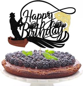 Take Topper pesca pescatore decorazioni per festa di compleanno all'aperto torta di pesca Happy Birthday Topper per ragazzo uomo - Product Image 6