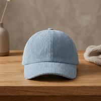 Casquette de baseball en velours côtelé à 5 panneaux, broderie personnalisée, impression DTF, logo, texture douce