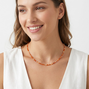 Collar Gargantilla Minimalista con Cuentas de Cornalina para Mujer, Resistente al Agua, Ideal para Fiestas - Product Image 3