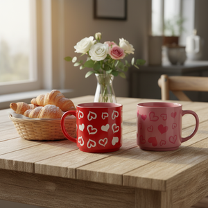 Tasses à café en céramique au design Saint-Valentin, grande capacité, sérigraphiées, en porcelaine, cadeaux d'affaires pour couple, réutilisables, sans danger pour les aliments - Product Image 3