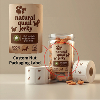 Étiquettes de pot d'aliments pour animaux de compagnie à impression personnalisée, autocollant CMJN, stratification brillante, étiquettes d'emballage alimentaire pour chats et chiens en conserve