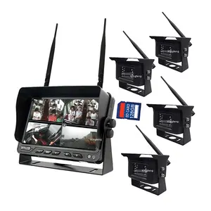 AHD Quad צג דיגיטלי אלחוטי רכב DVR צג הפוך מצלמה אחורית מערכת עבור מגדל מנוף כבד משאית