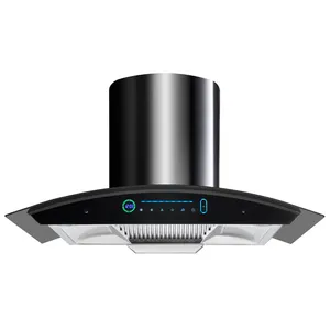 New Design 90mm Arc-Shaped Smoke Extractor Kitchen Cooker Chimney Hood With Led Display hand sensor touch switch