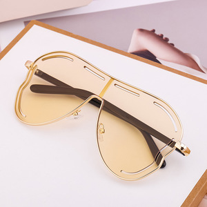 Lunettes de soleil à monture carrée de style européen pour femmes, protection UV400, lentille en PC, monture noire C5, double vert C6, jaune clair XN-98112 - Product Image 5