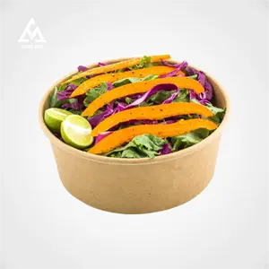 Manufacturer Wholesale Custom In Stock Bio-degradable Food Grade Kraft Salad Paper Bowls With Lids For Party