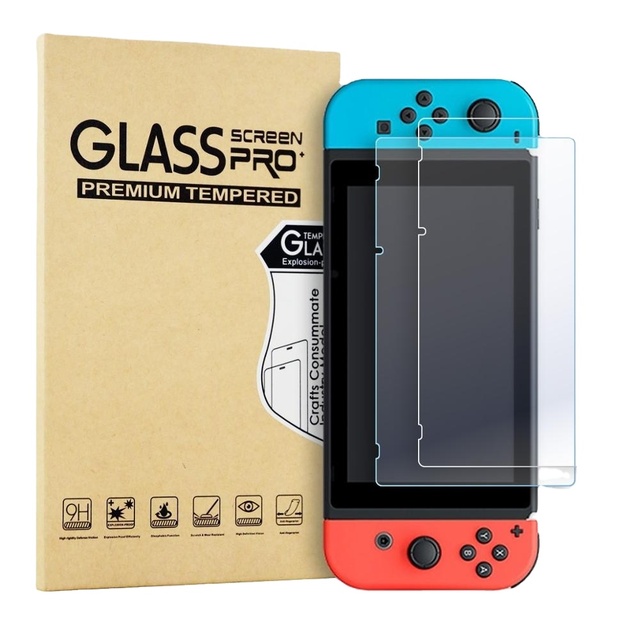 2 Pack High Quality Full Cover Bubble Free 0.3mm 9H Tempered Glass for Nintendo Switch Screen Protector Switch Oled Switch Lite
