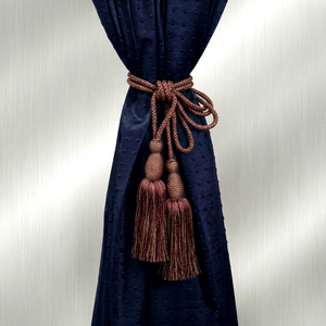 Traditional Navy Blue <b>Curtain</b> Tiebacks with Brown Rope and Tassels Elegant Window Decor Accessories - Product Image 1