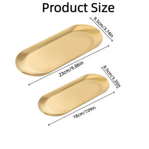 Bandeja <span class=keywords><strong>de</strong></span> Servicio <span class=keywords><strong>de</strong></span> Metal Dorado - Organizador Decorativo para Baño y Tocador para Perfumes, Joyas, Llaves y Pequeños Accesorios - Product Image 3