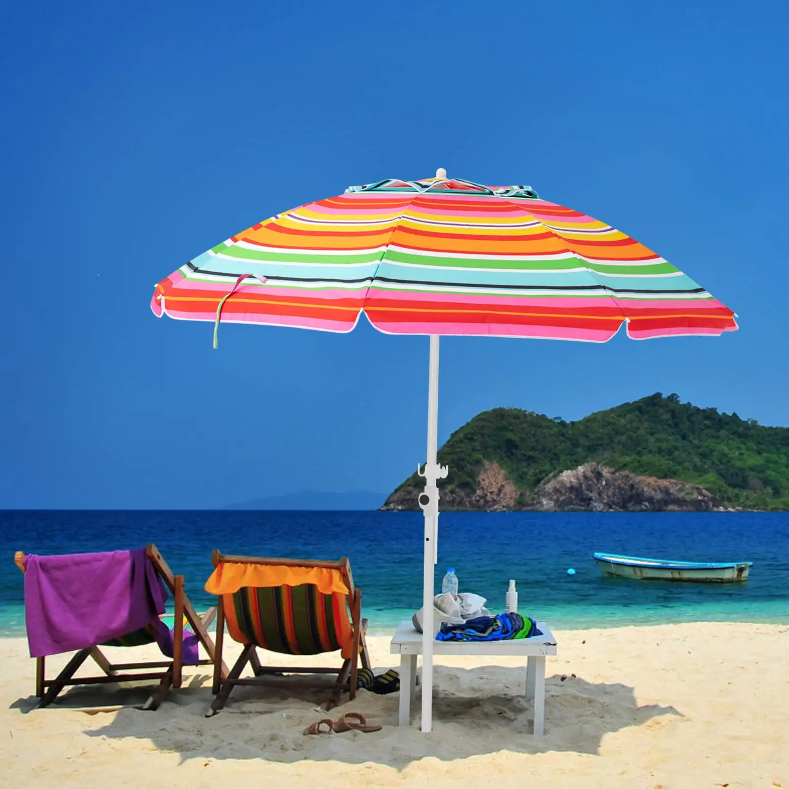Parapluie de plage résistant de grand parasol coupe-vent extérieur de plage pour la table