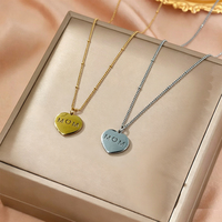 Collier pendentif en forme de cœur Miou plaqué or, imitation acier inoxydable, chaîne à maillons, lettres ajourées MAMAN, tendance pour femme