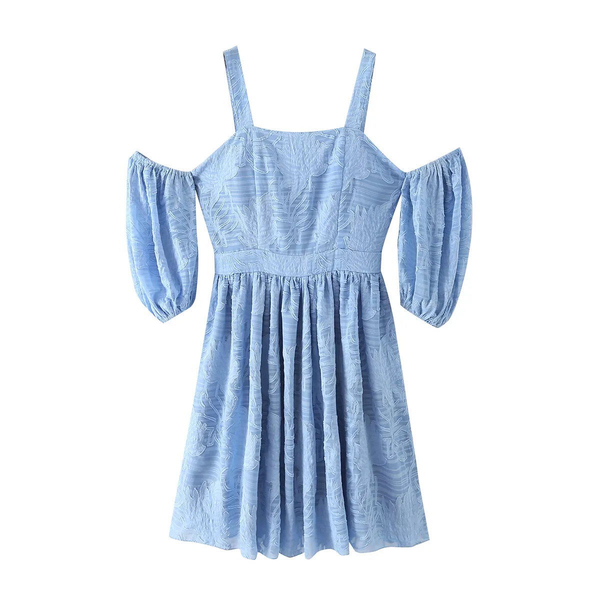 Cute design blue color off shoulder women summer casual short fashion dresses