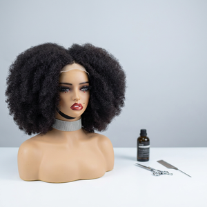Letsfly 250% Natural Color <b>Afro</b> Kinky Curly 4x4 Lace Closure <b>Wig</b> Human Hair <b>Wigs</b> Brazilian Remy Virgin Hair - Product Image 1