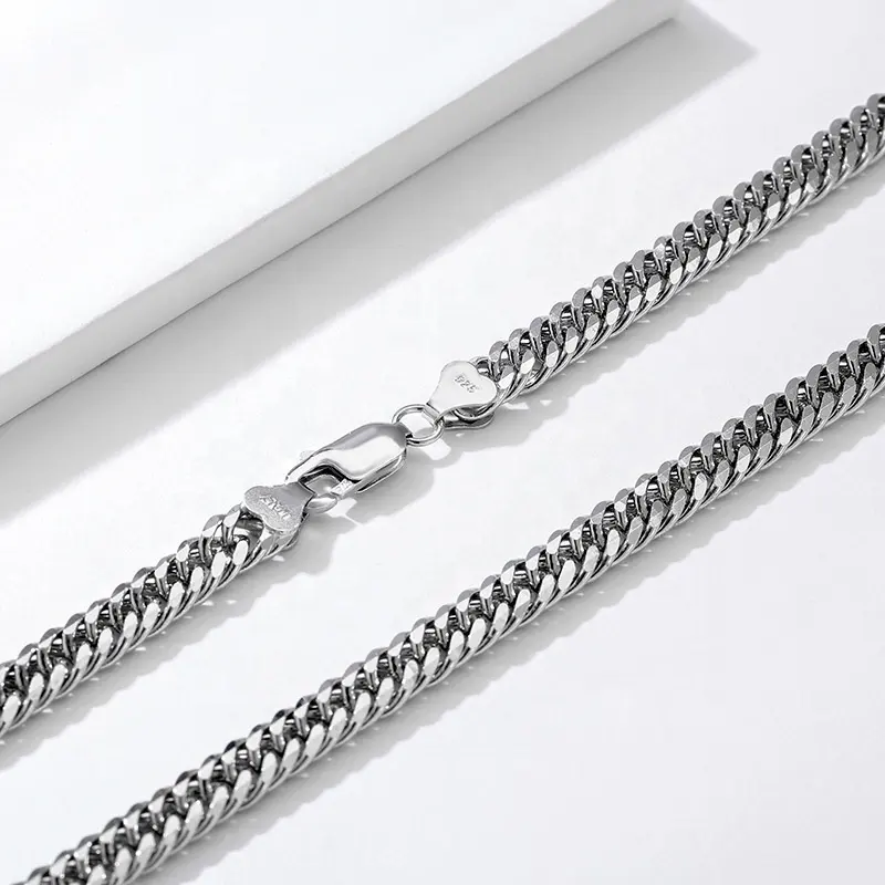 Joyería de lujo 4mm 5mm 6mm S925 plata esterlina estampada látigo cadenas collar Cadena de plata para hombres