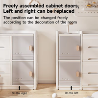 Armoire de rangement modulaire verticale étroite pour enfants en plastique avec porte et tiroirs pour ranger les jouets et les vêtements de bébé dans un coin