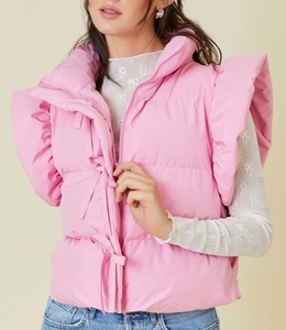 Nuovo piumino <span class=keywords><strong>con</strong></span> <span class=keywords><strong>volant</strong></span> 2025 tinta unita <span class=keywords><strong>con</strong></span> dettagli papillon da donna - Product Image 1